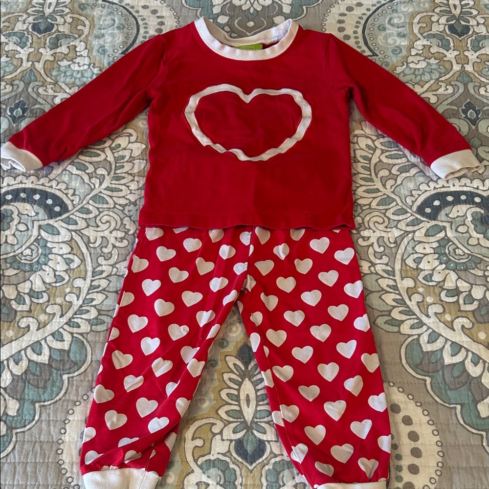 Classic Whimsey Charming Red Heart Kids Pajama Set